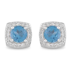 Nova Star(R) Silver Sterling Lab Diamond Gemstone Stud Earrings