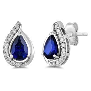Nova Star(R) Lab Grown Diamond & Lab Grown Blue Sapphire Earrings