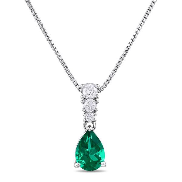 Nova Star(R) Lab Grown Diamond & Lab Grown Emerald Pendant