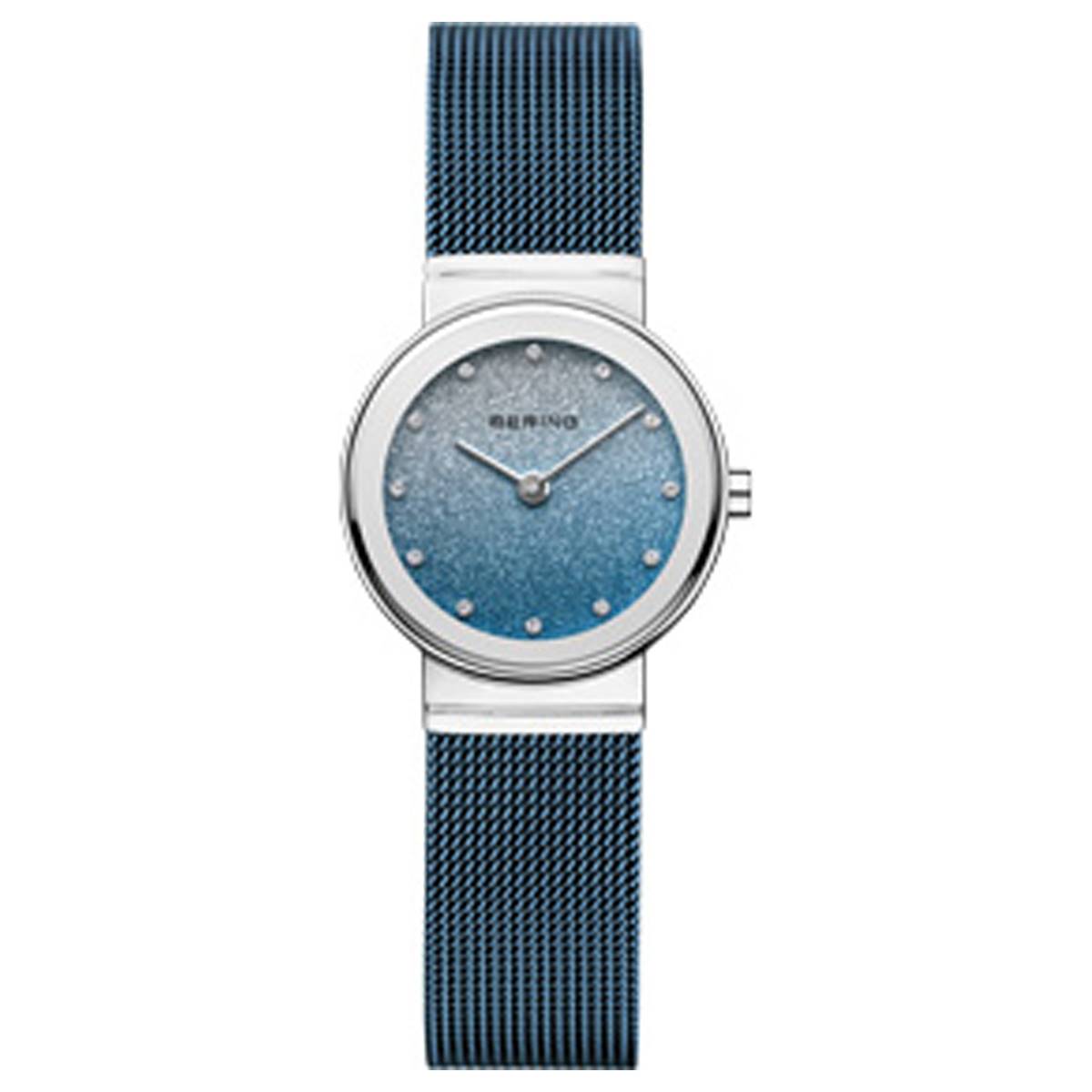 Womens BERING Blue Mesh Bracelet Watch - 10126-3073