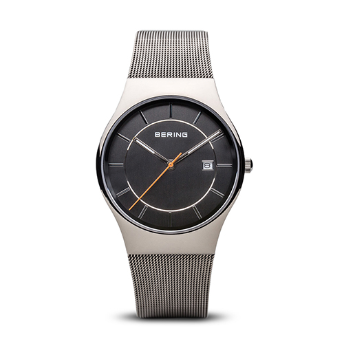 Mens BERING Dark Stainless Steel Watch - 11938-007