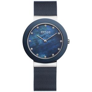 Womens BERING Crystal Hour Markers Mesh Watch - 11435-387