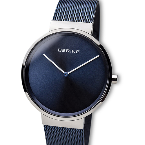 Mens BERING Blue Stainless Bracelet Watch - 14539-307