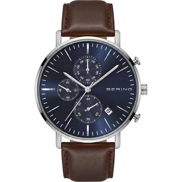 Mens BERING Chronograph Leather Watch - 14940-507