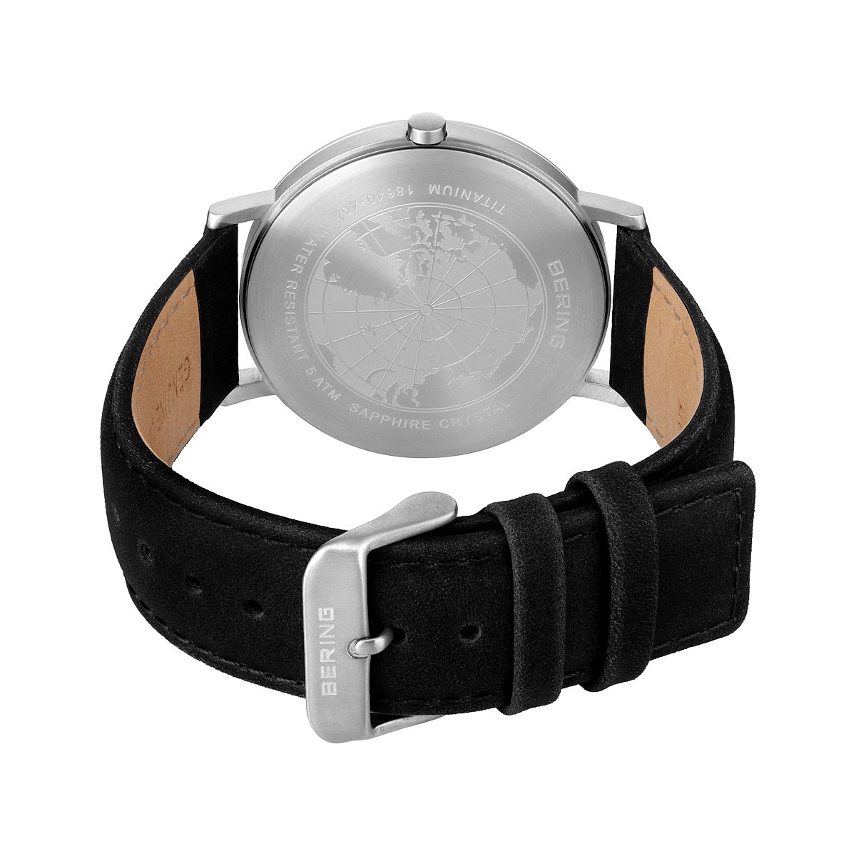 Mens BERING Titanium Case Leather Strap Watch - 18640-402