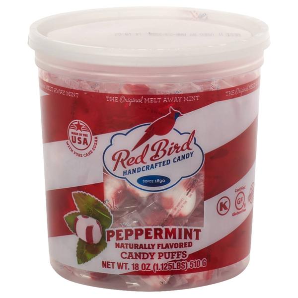 Red Bird Peppermint Candy Puffs Tub