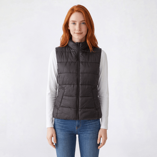 Juniors Love Me Now Basic Zip Front Puffer Vest