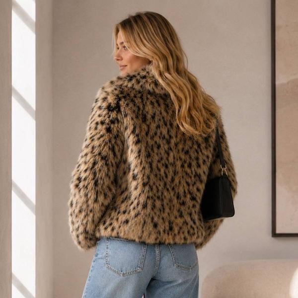 Womens Badgley Mischka Leopard Full Zip Faux Fur Jacket alternate view