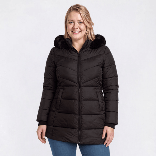 Juniors Plus Snobbish 3/4 Length Fur Trim Jacket alternate view