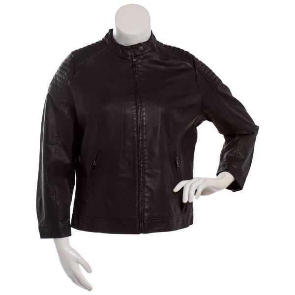 Juniors Plus Snobbish Faux Leather Biker Jacket alternate view