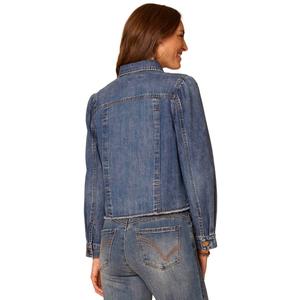 Womens Democracy Long Sleeve Button Up Fray Hem Denim Jacket alternate view