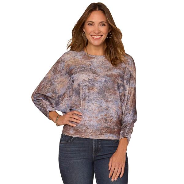 Womens Democracy 3/4 Dolman Sleeve Abstract Blouse