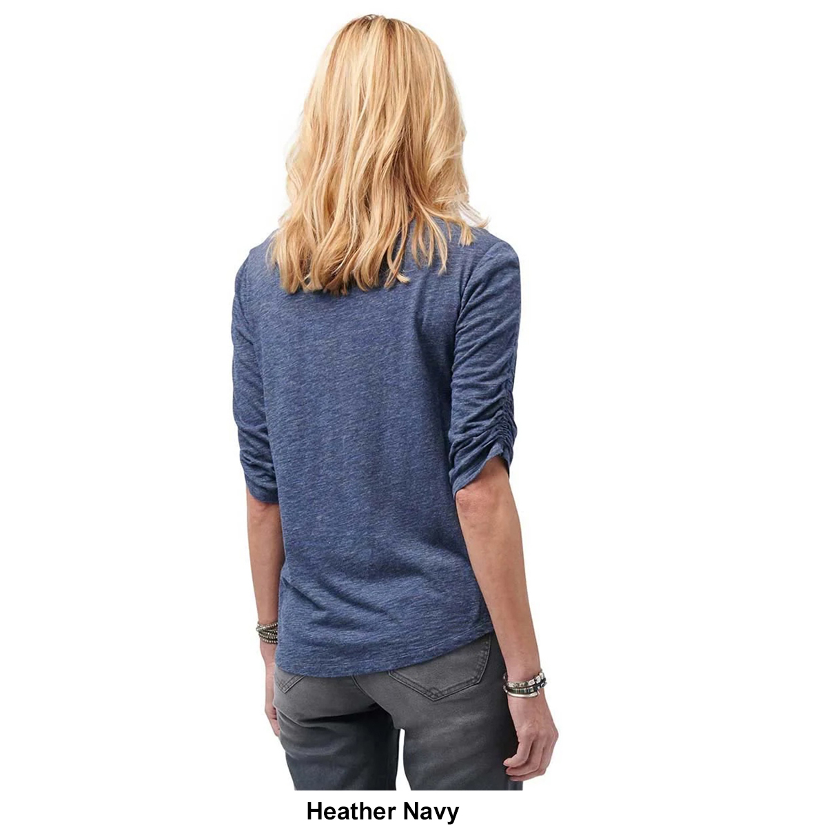 Womens Democracy Elbow Puff Ruched Sleeve Knit Tee