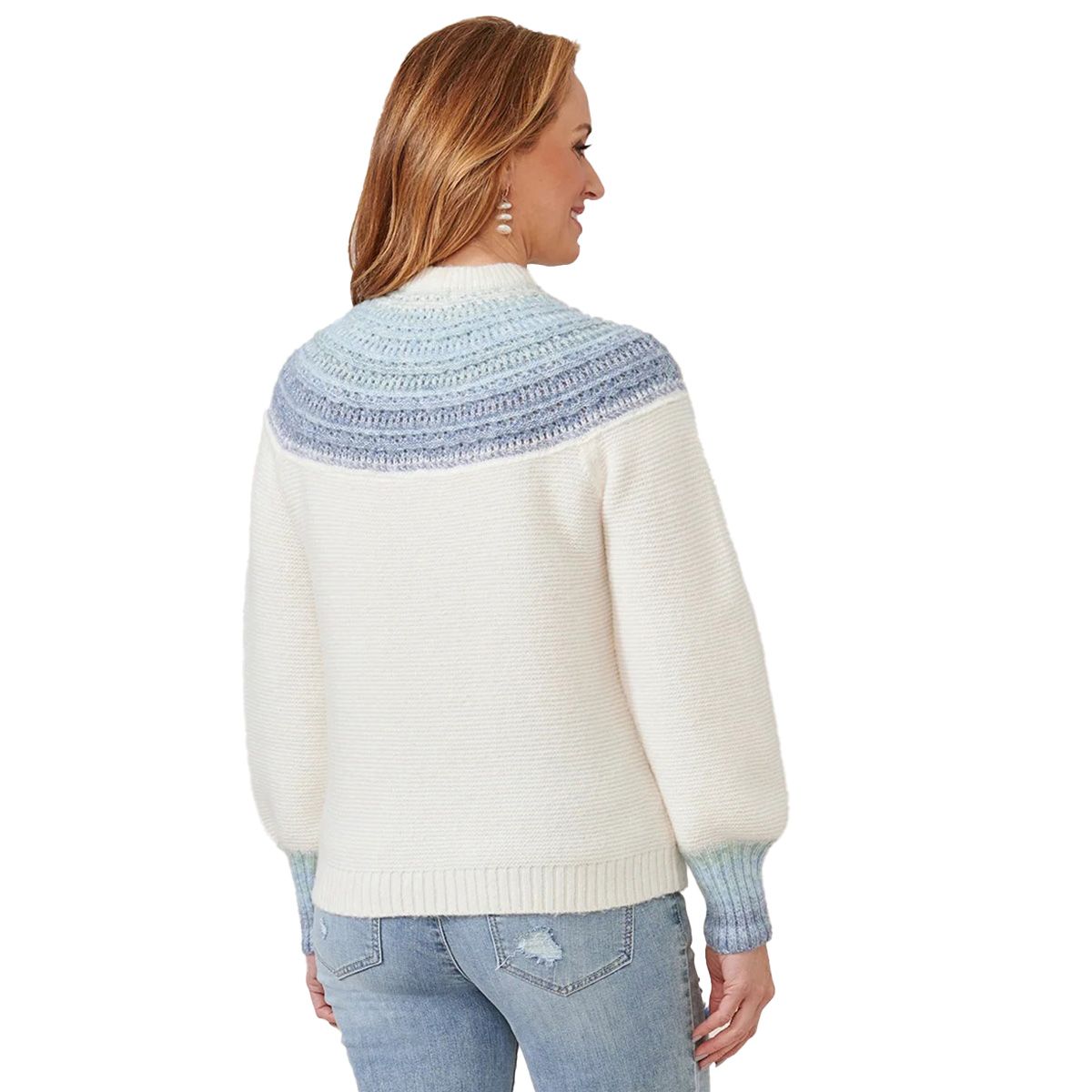 Womens Democracy Empire Fair Isleish Pointelle Stitch Sweater