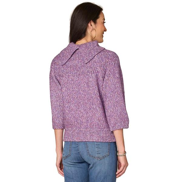 Womens Democracy 3/4 Sleeve Turtleneck Pointelle Stitch Sweater alternate view