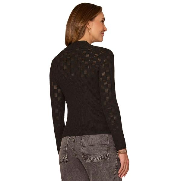 Womens Democracy Long Sleeve Mock Neck Pointelle Stitch Sweater alternate view