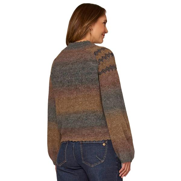 Womens Democracy Long Sleeve Scallop Trim Ombre Sweater alternate view