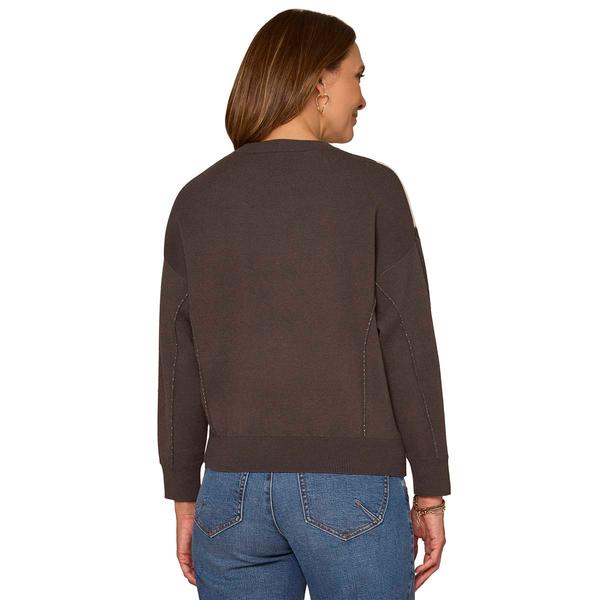 Womens Democracy Long Sleeve Skiing Dogs Sweater alternate view