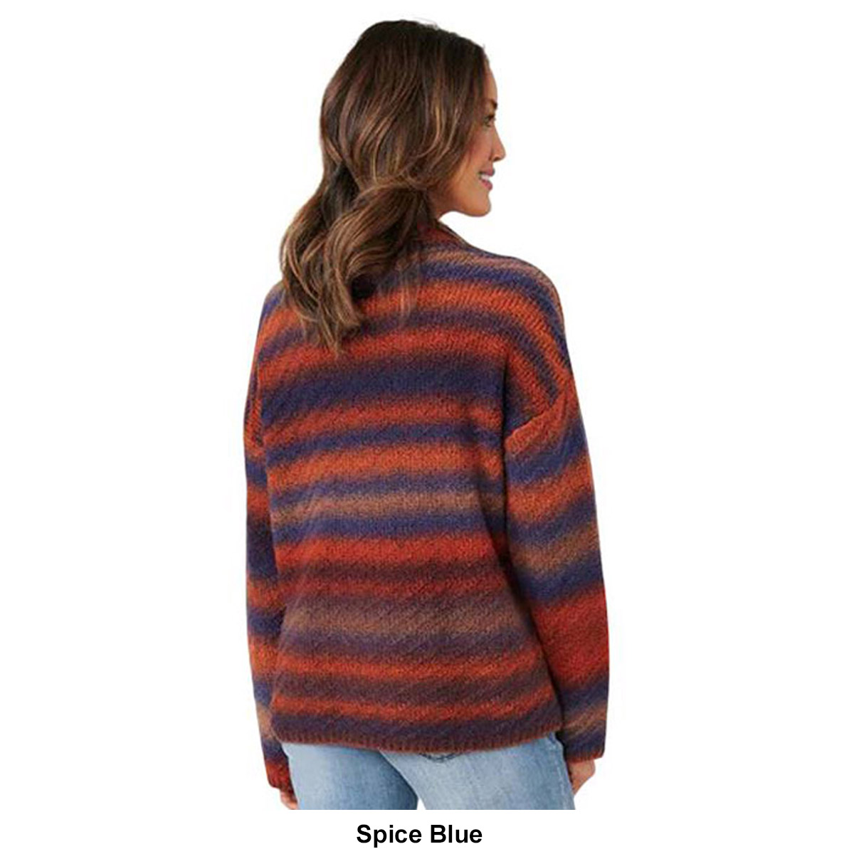 Womens Democracy Blouson Sleeve Ombre Stripe Sweater