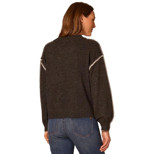 Plus Size Democracy Long Blouson Sleeve Blanket Stitch Sweater alternate view