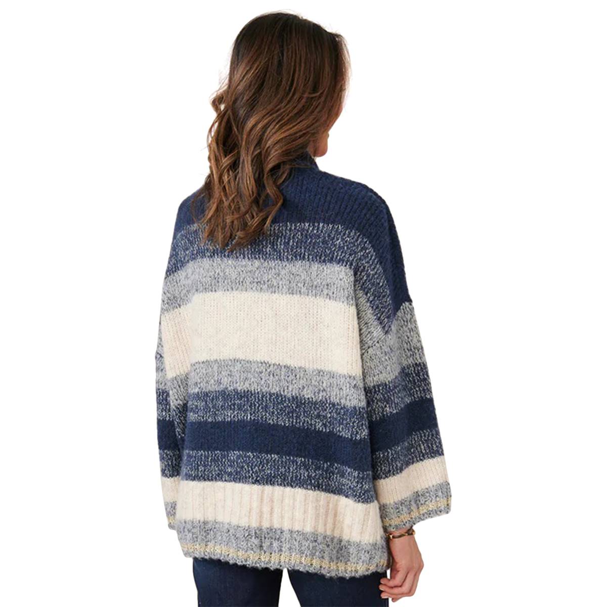 Womens Democracy Long Sleeve Ombre Stripe Sweater