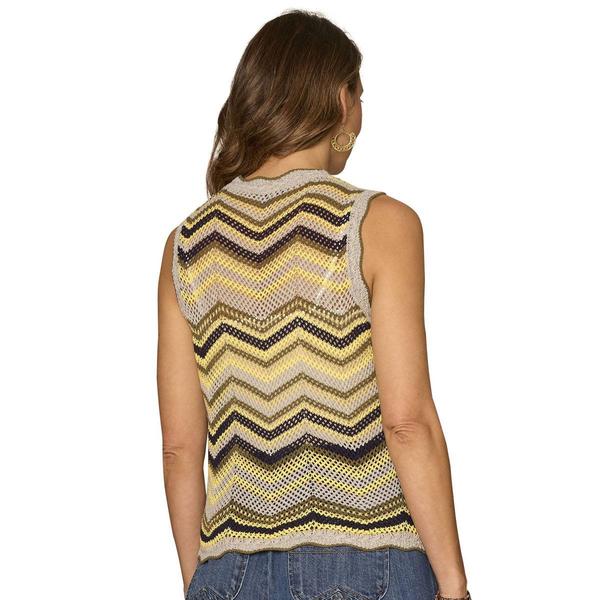 Womens Democracy Sleeveless Scallop Neck Chevron Sweater alternate view