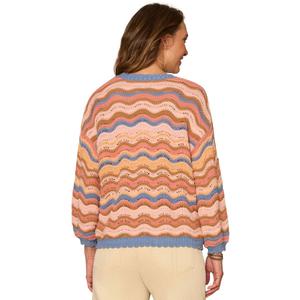 Womens Democracy 3/4 Sleeve Wavy Stripe Cardigan alternate view