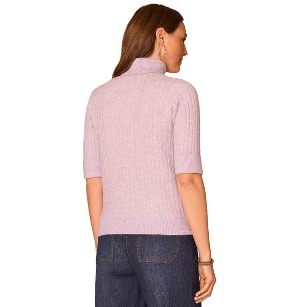 Womens Democracy Elbow Sleeve Turtleneck Cable Knit Sweater alternate view