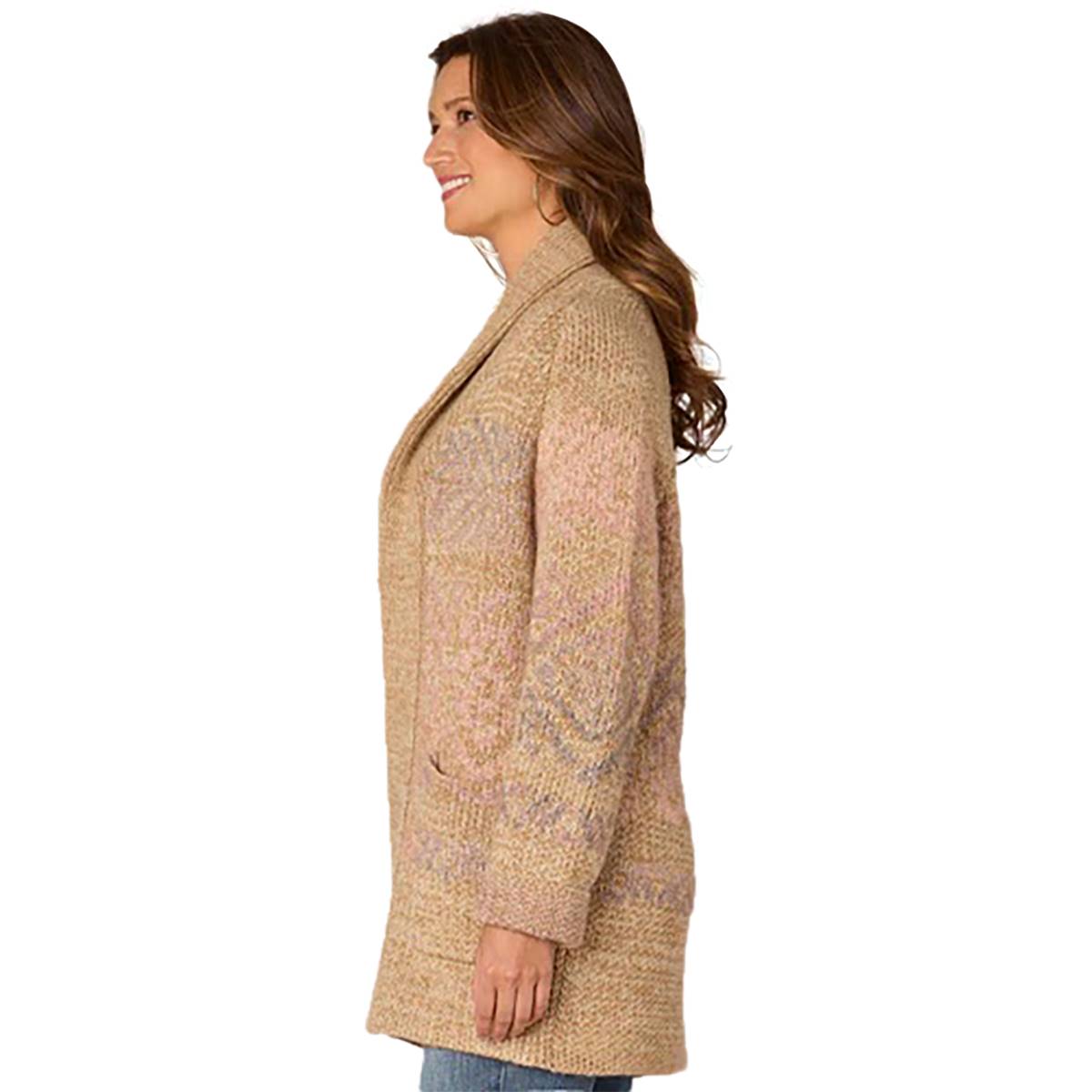 Womens Democracy Long Sleeve Shawl Ombre Jacquard Cardigan