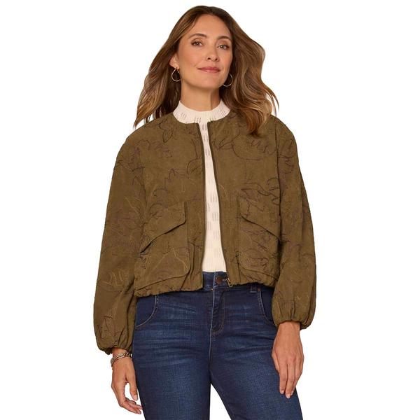 Womens Democracy Cropped Embroidered Bomber Jacket
