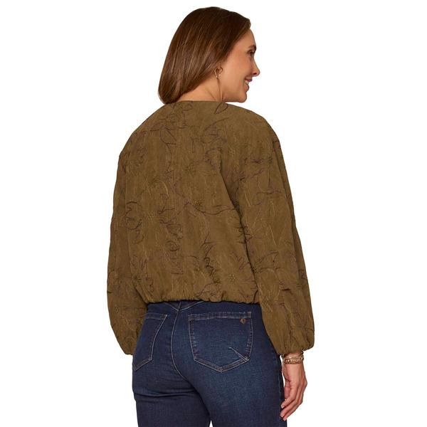 Womens Democracy Cropped Embroidered Bomber Jacket alternate view