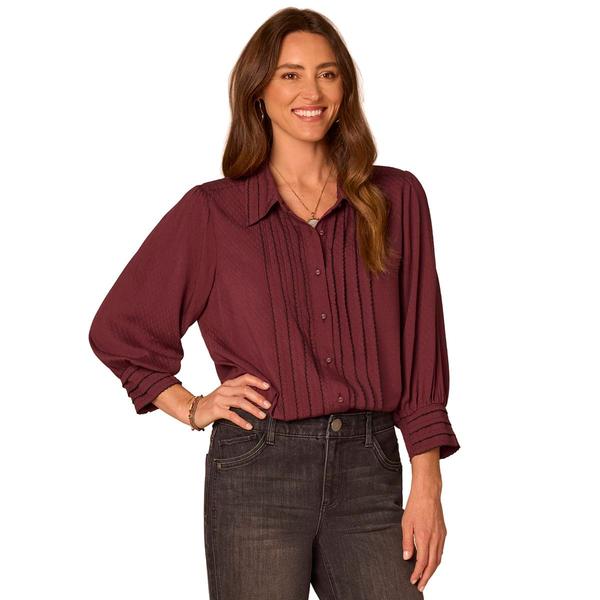 Womens Democracy Scallop Trim Button Front Blouse alternate view