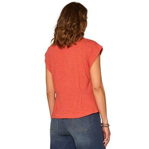 Womens Democracy Cap Sleeve Pleated Persimmon Peplum Blouse alternate view