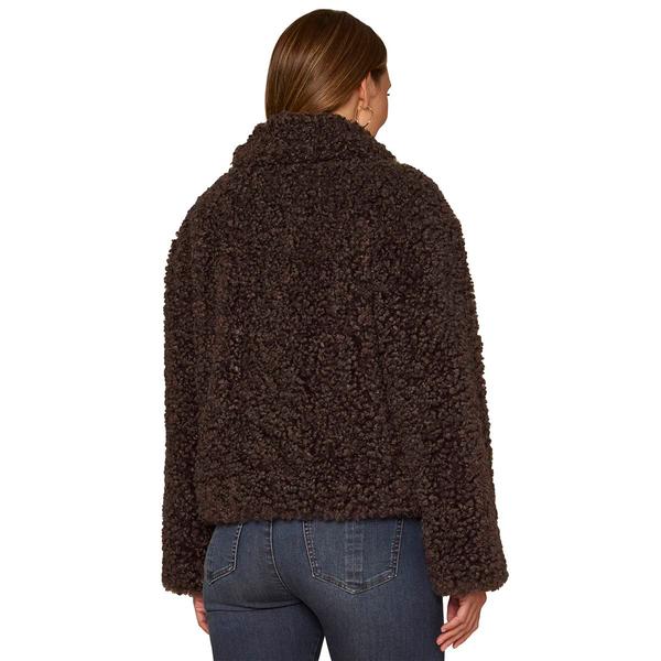 Womens Democracy Dark Grey Faux Fur Teddy Coat alternate view