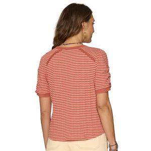 Petite Democracy Short Ruch Sleeve V Neck Stripe Blouse alternate view