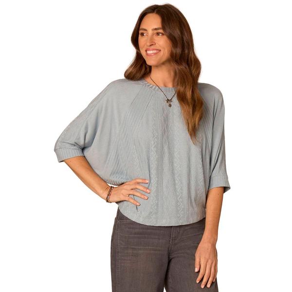 Petite Democracy 3/4 Dolman Sleeve Mixed Media Sweater
