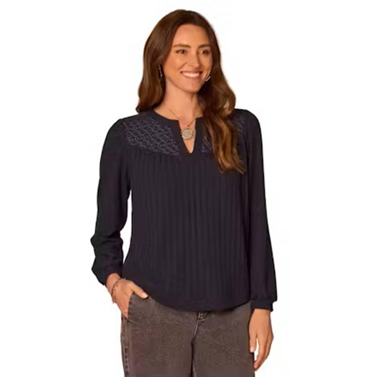Plus Size Democracy Long Blouson Sleeve Textured Sweater