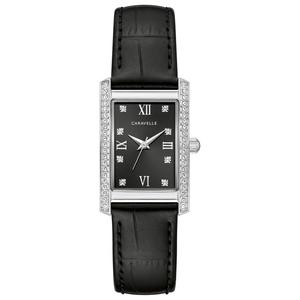 Womens Caravelle Crystal Accent Leather Strap Watch - 43L222