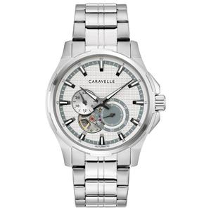 Mens Caravelle Stainless Steel Skeleton Dial Watch - 43A159