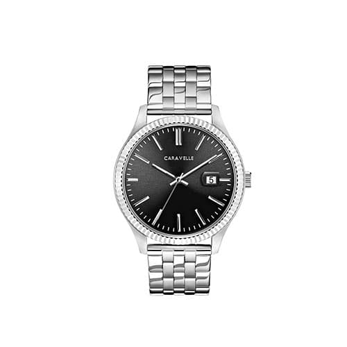 Mens Caravelle Coin Edge Steel Dress Watch - 43B157