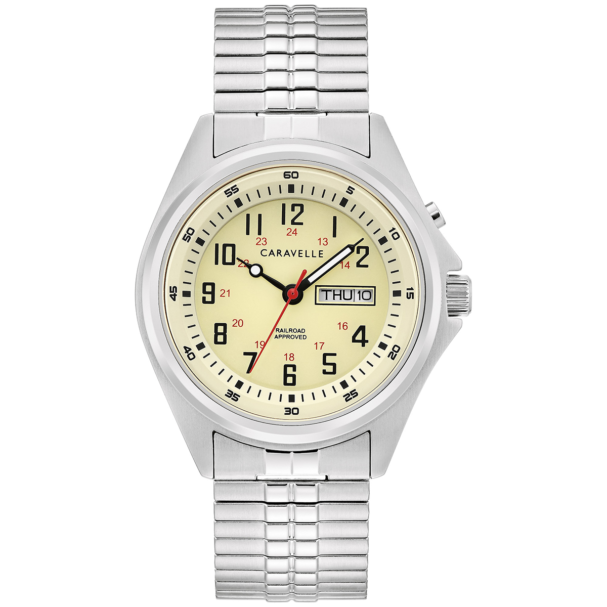 Mens Caravelle Stainless Luminescent Expansion Watch - 43C124