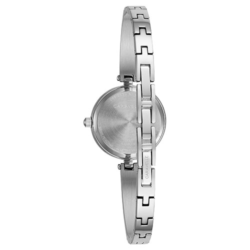 Womens Caravelle Crystal Silver-Tone Bangle Watch - 43L211