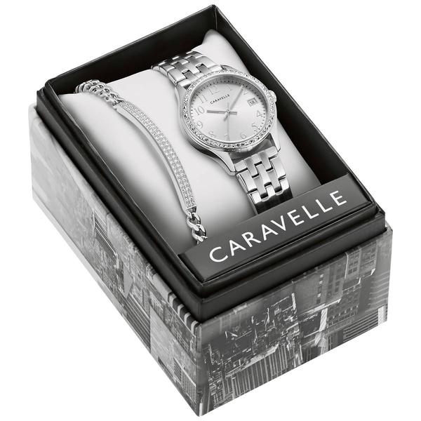 Womens Caravelle by Bulova Crystal Accented Watch Set - 43X104