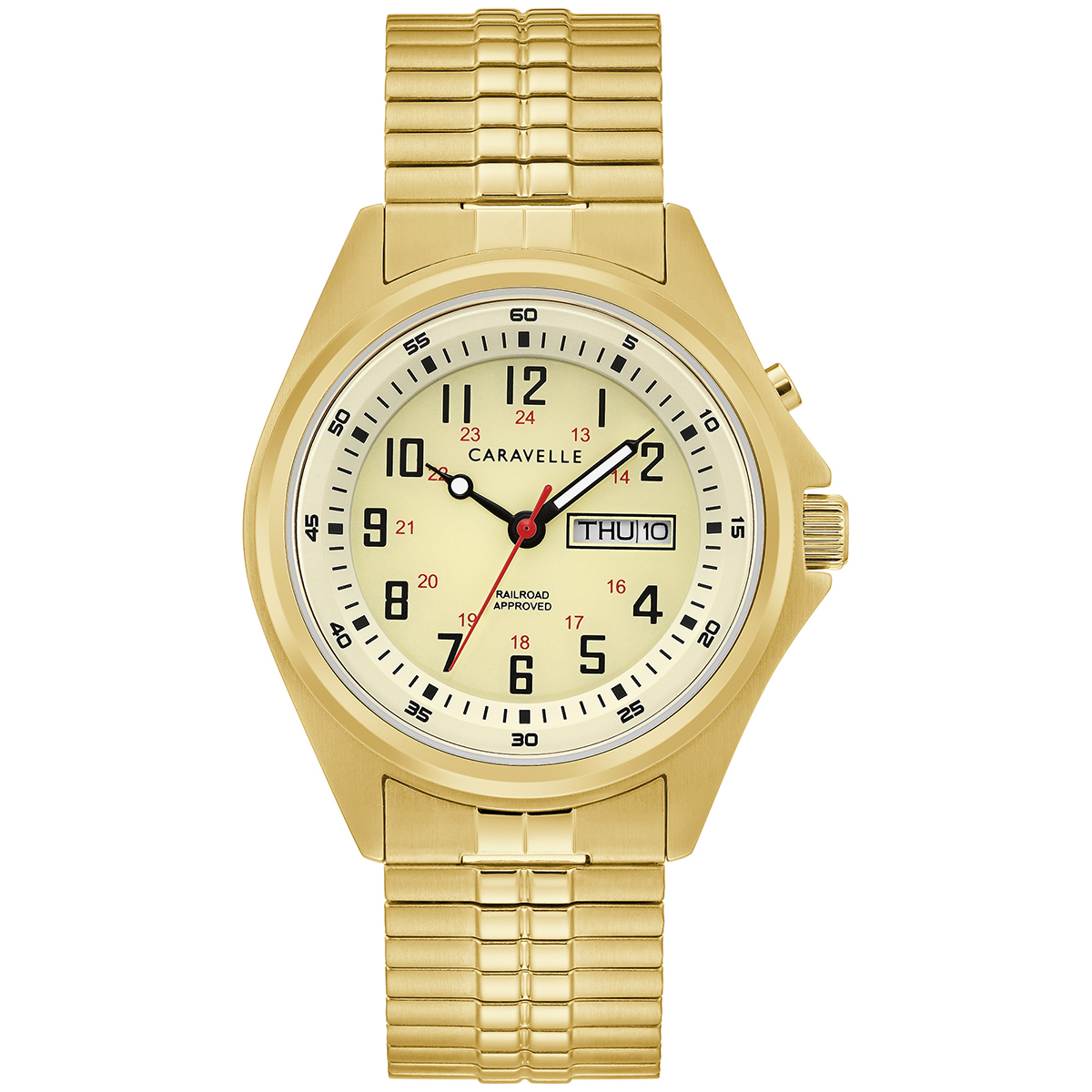 Mens Caravelle Gold-tone Stainless Luminescent Watch - 44C112