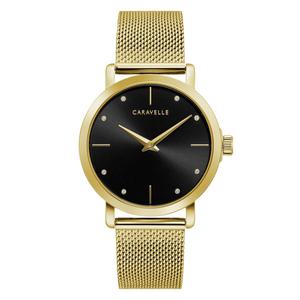 Womens Caravelle Crystal Accent Gold Tone Watch - 44L226