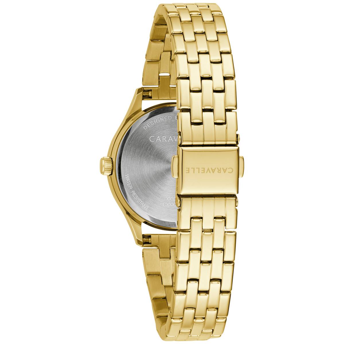 Women Carvavelle By Bulova Crystal Gold-Tone Watch Box Set-44X101