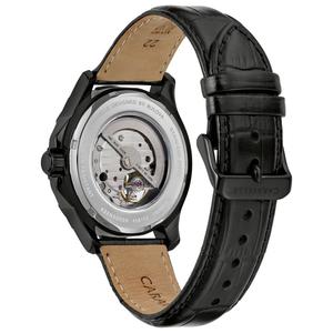 Mens Caravelle Skeleton Dial Leather Strap Watch - 45A153 alternate view