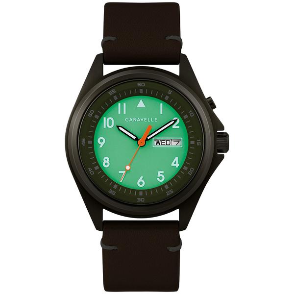 Mens Caravelle Gunmetal IP Stainless Olive Dial Watch - 45C119 alternate view