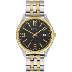 Mens Caravelle Two-Tone Black Dial Watch Box Set-45K000 alternate view