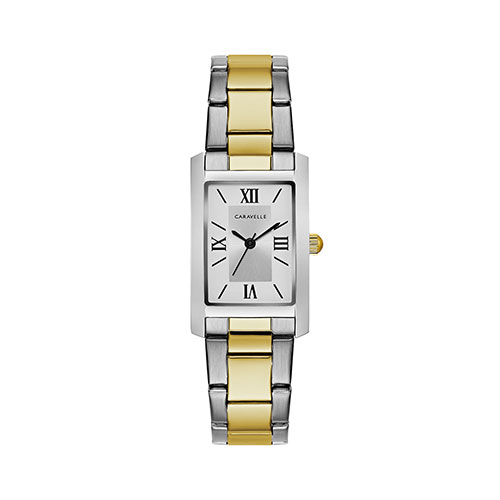 Womens Caravelle Classic Rectangular Two-Tone Watch - 45L167